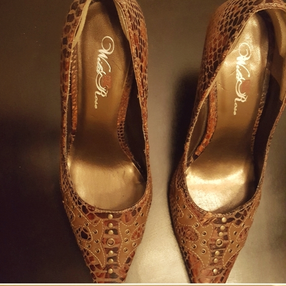 Wild rose reptile snake print brown tan western style heels pumps shoes US 7 🤎 - Picture 3 of 5
